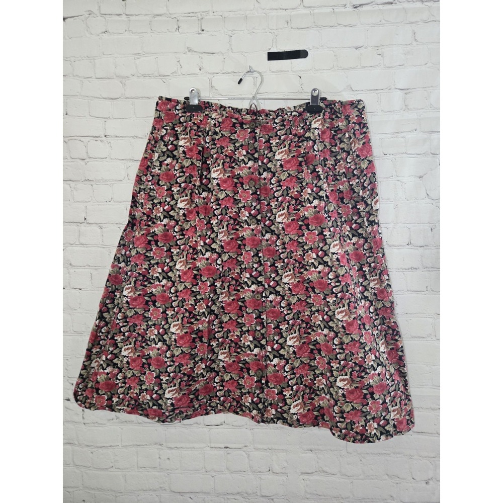 Vtg 90s White Stag Knee Length floral denim  jean skirt 18 Grunge Cottage